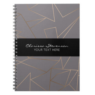 Cuaderno Faux rosa dorado elegante moderno geométrico minim