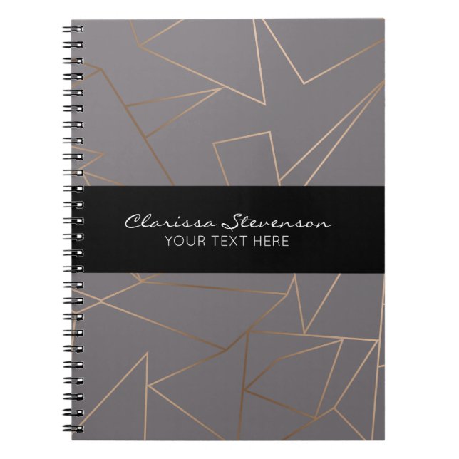 Cuaderno Faux rosa dorado elegante moderno geométrico minim (Frente)