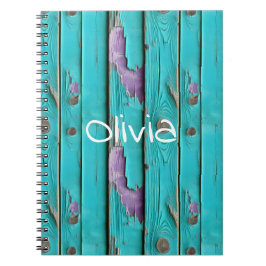 Cuaderno Faux Wood Purple and Turquoise Blue