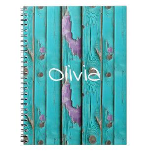 Cuaderno Faux Wood Purple and Turquoise Blue
