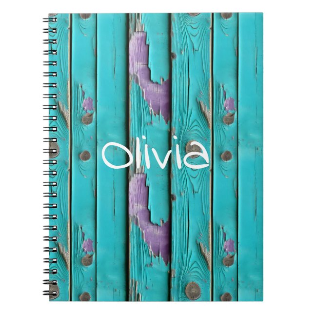 Cuaderno Faux Wood Purple and Turquoise Blue (Frente)