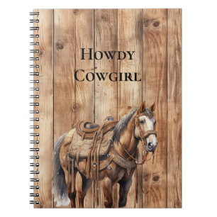 Cuaderno Faux Wood Western Cowboy Cowgirl Horse