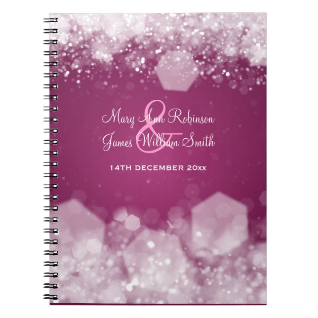 Cuaderno Favor elegante chispeante de la boda del ciruelo (Frente)