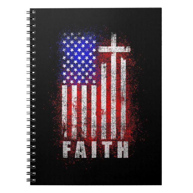 Cuaderno Fe Cristiana Patriótica Amor Jesús Bandera America (Frente)