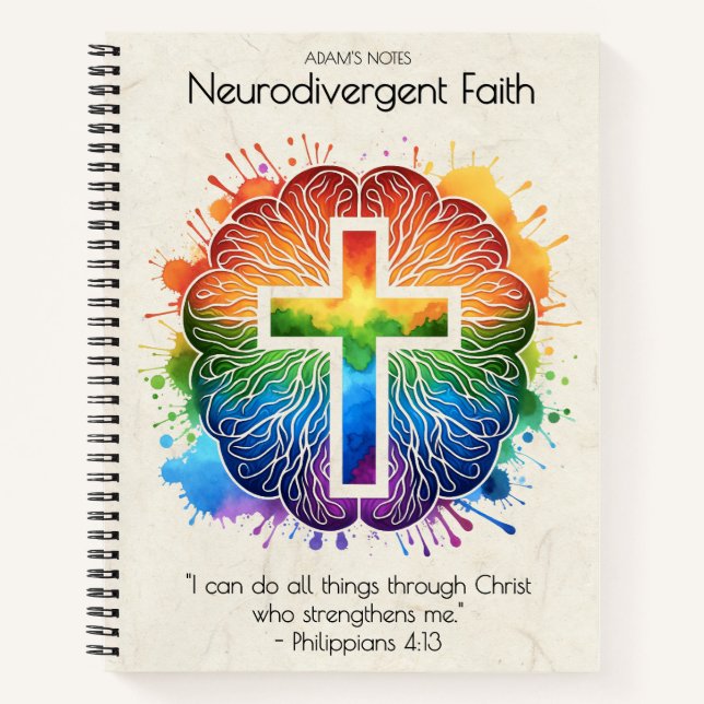 Cuaderno Fe neurodivergente - Cerebro arco iris (Anverso)