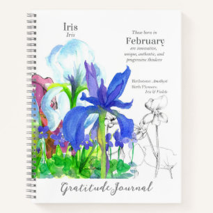 Cuaderno Febrero Cumpleaños Iris Flower Gratitude Journal
