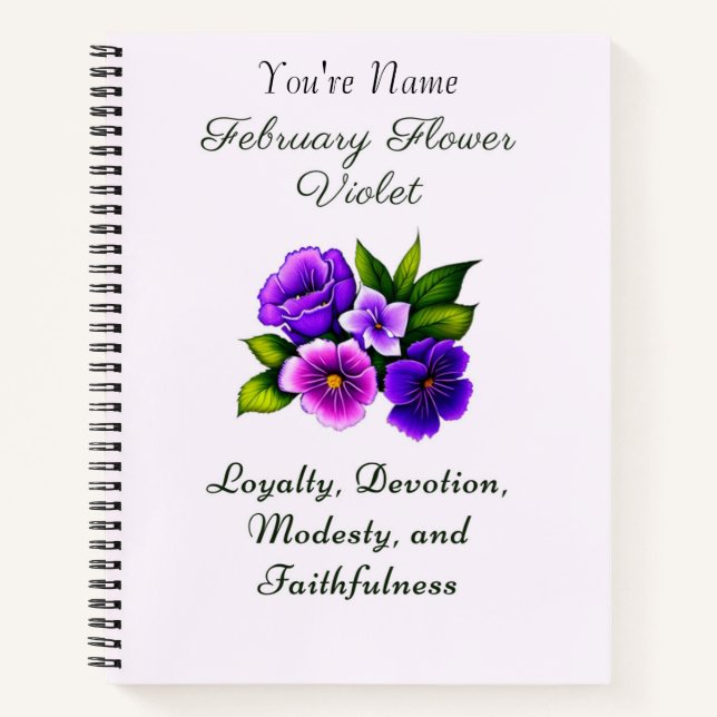 Cuaderno Febrero Mes de Nacimiento Flor Violeta Delicada Fl (Anverso)