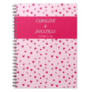 Cuaderno Fecha de boda corazones rosados regalo personaliza