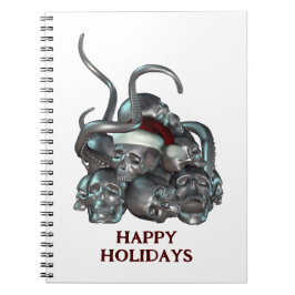 Cuaderno Felices Fiestas. Pila de calaveras y tentáculos