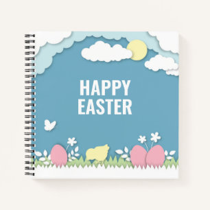 Cuaderno Felices pollitas de Pascua y huevos en la naturale