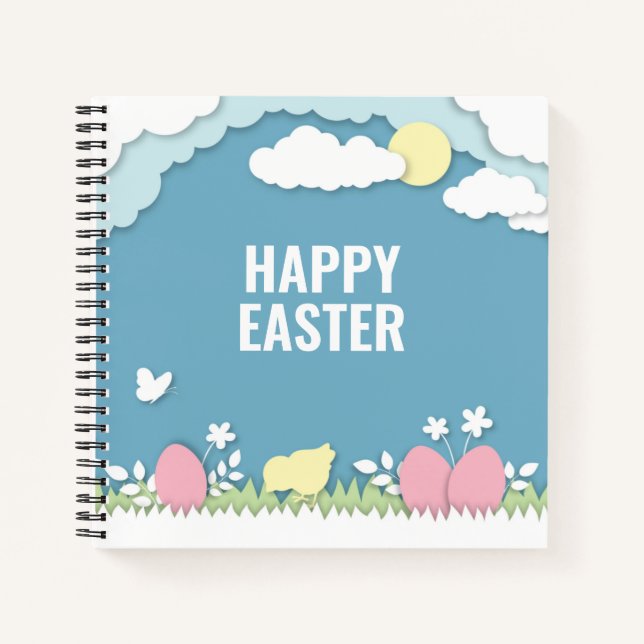 Cuaderno Felices pollitas de Pascua y huevos en la naturale (Anverso)