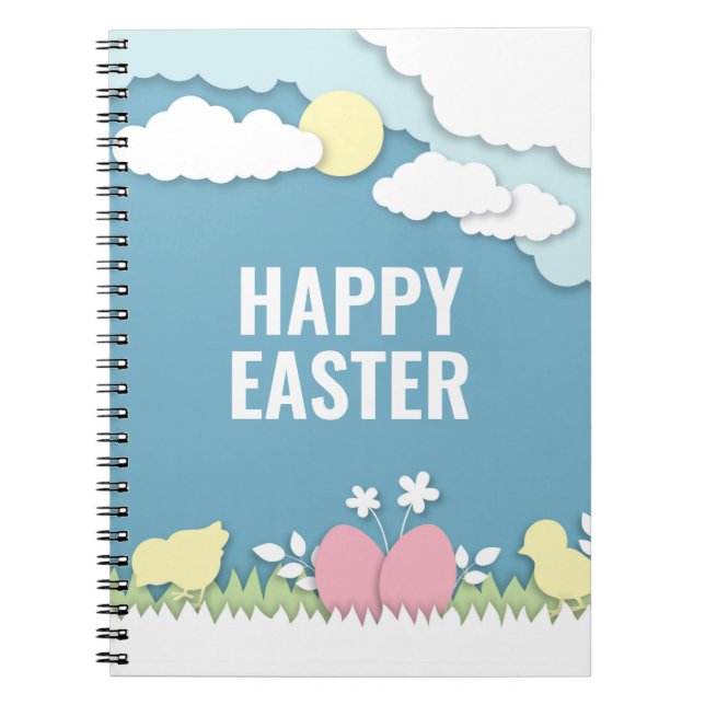 Cuaderno Felices pollitas de Pascua y huevos en la naturale (Frente)