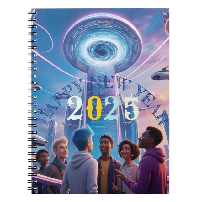 Cuaderno Felices portátiles del año 2025 (Frente)