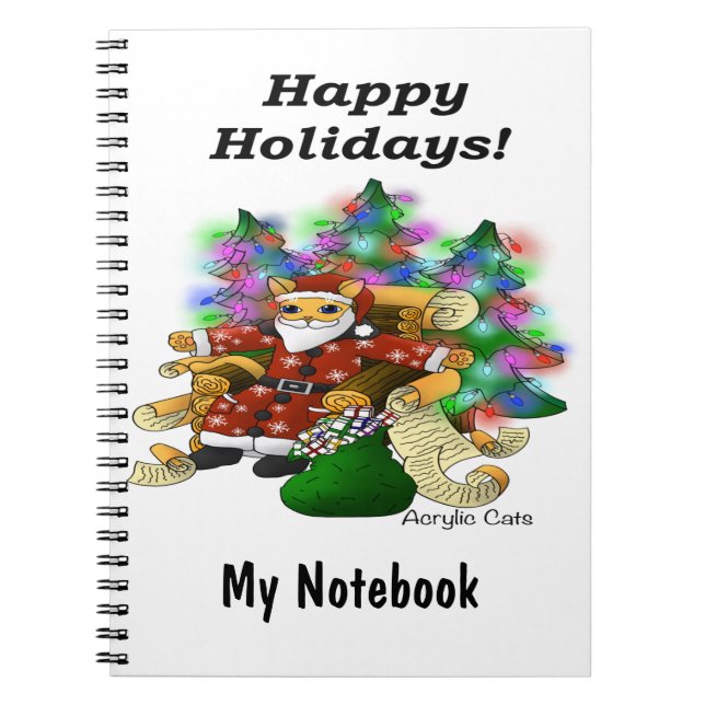 Cuaderno Felices vacaciones Navidades Santa Cat (Frente)