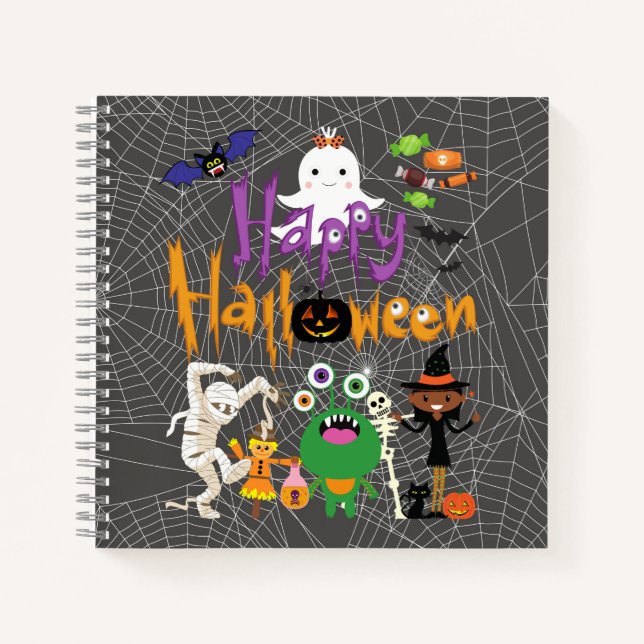 Cuaderno Felices y felices niños de Halloween adorables (Anverso)