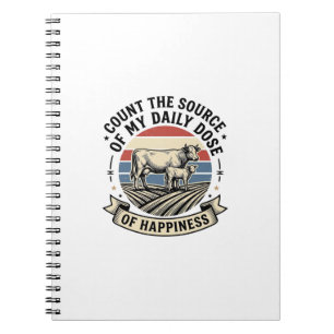 Cuaderno Felicidad de vaca Diseño de camiseta vectorial de 