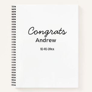 Cuaderno Felicidades mínimas simples agregar nombre fecha a