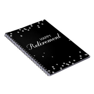 Cuaderno Felicitaciones por retiro negro con chispa de plat