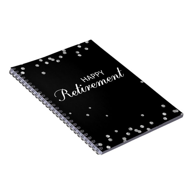Cuaderno Felicitaciones por retiro negro con chispa de plat (Lado Derecho)