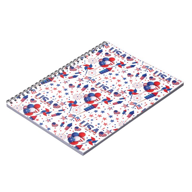 Cuaderno Feliz 4 de julio, Fiesta de la Cuta Azul Rojo (Lado Izquierdo)