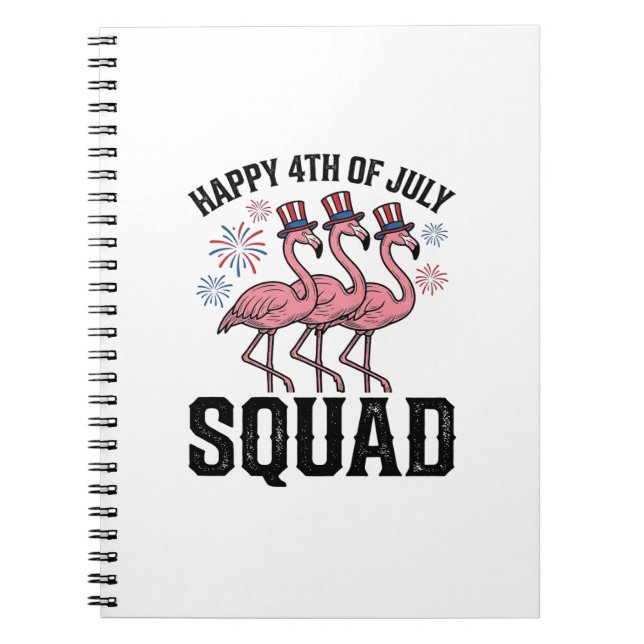 Cuaderno Feliz 4 de julio Flamingo Squad Diseño Vectorial_1 (Frente)