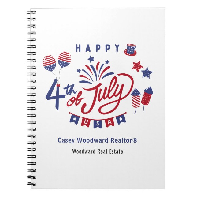 Cuaderno Feliz 4 de Julio USA | Presupuesto Patriótico de R (Frente)