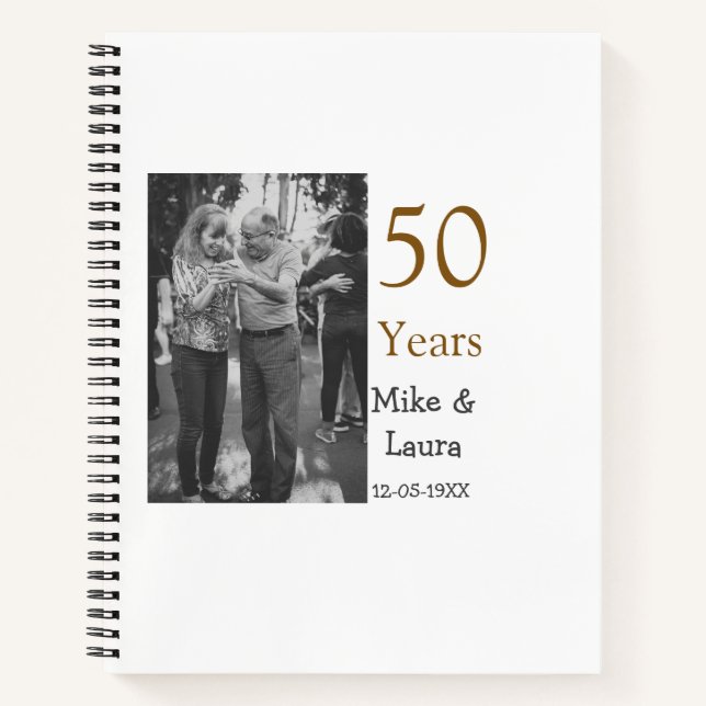 Cuaderno Feliz 50° aniversario agregar pareja fecha de matr (Anverso)