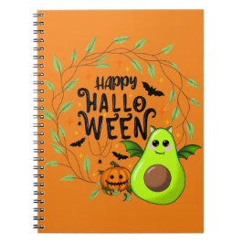 Cuaderno Feliz aguacate de murciélago de Halloween