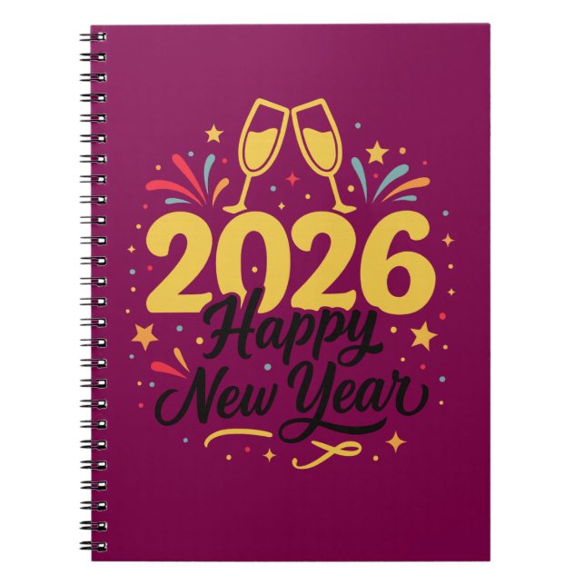 Cuaderno Feliz Año Nuevo 2026 | Diseño Dorado Fest (Frente)