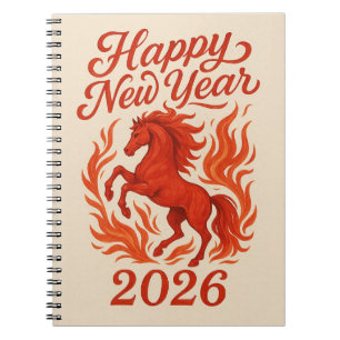 Cuaderno Feliz Año Nuevo 2026 Fiery Horse
