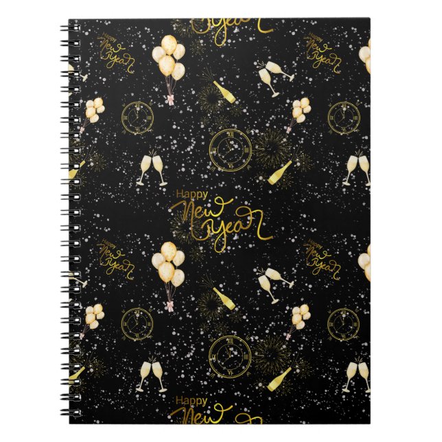 Cuaderno Feliz Año Nuevo 2026 Patrón Continuo (Frente)