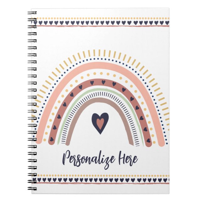 Cuaderno Feliz Boho Arcoíris Moderno Minimalista Chic Tende (Frente)