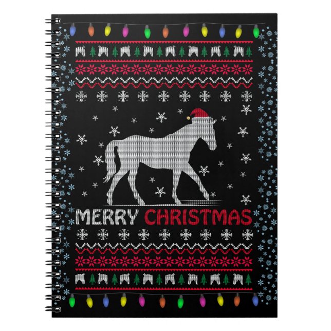 Cuaderno Feliz caballo de Navidad con Santa Hat (Frente)