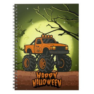 Cuaderno Feliz Camión Monstruo de Halloween con murciélagos
