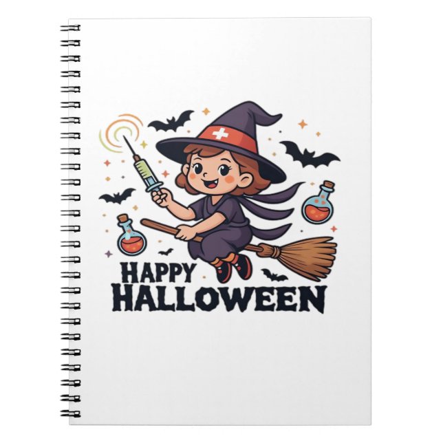 Cuaderno Feliz Camisa de Enfermeras de Halloween - Cuidada  (Frente)