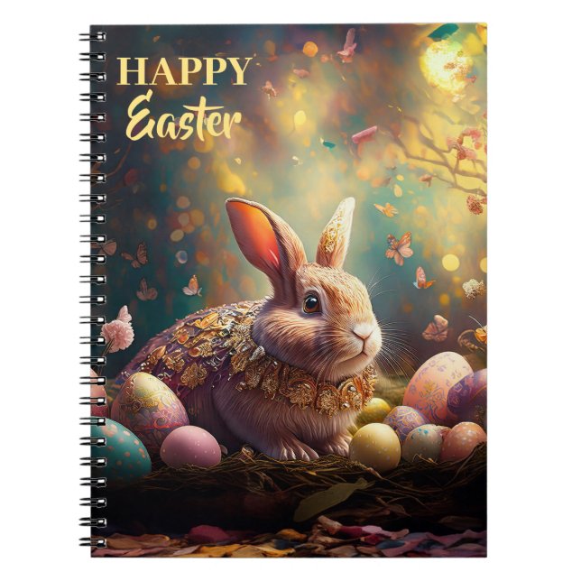 Cuaderno Feliz Conejo de Pascua con huevos de Pascua (Frente)