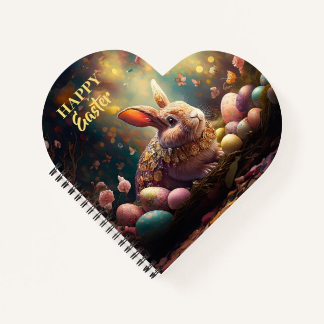 Cuaderno Feliz Conejo de Pascua con huevos de Pascua (Anverso)