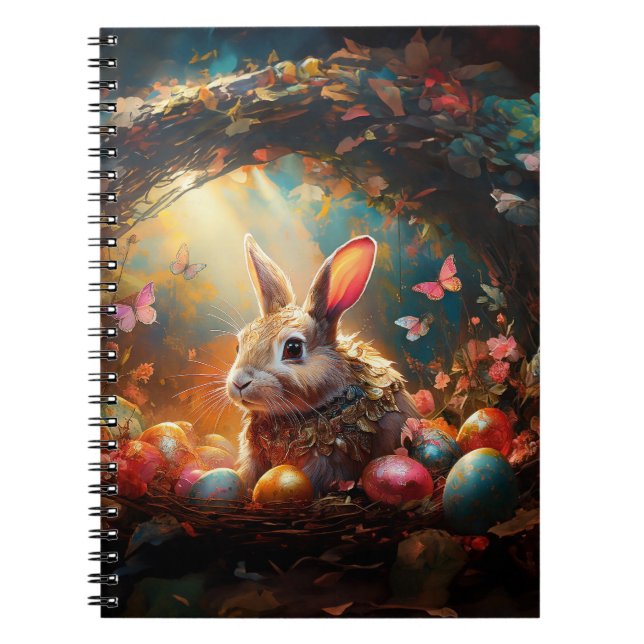 Cuaderno Feliz Conejo de Pascua con huevos de Pascua (Frente)