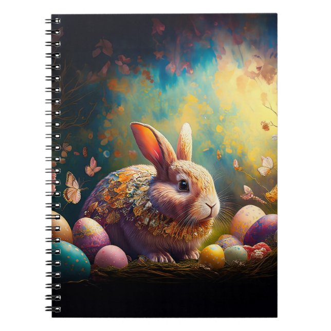 Cuaderno Feliz Conejo de Pascua con huevos de Pascua (Frente)