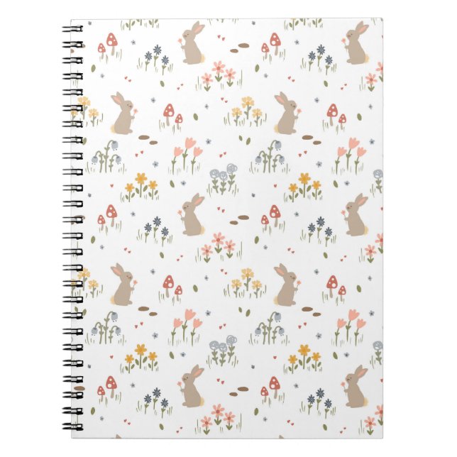 Cuaderno Feliz Conejo de Pascua Flores Silvestres Escuela I (Frente)