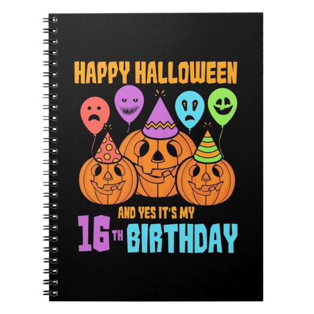 Cuaderno Feliz cumpleaños 16 de Halloween (Frente)
