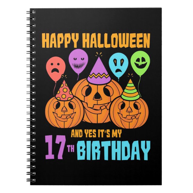 Cuaderno Feliz cumpleaños 17 de Halloween (Frente)