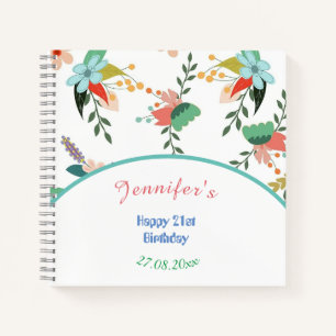 Cuaderno Feliz cumpleaños 21 de las coloridas flores
