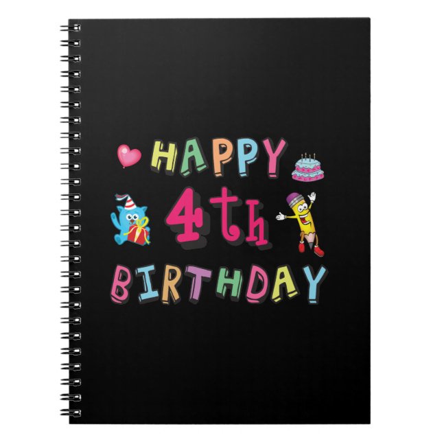 Cuaderno Feliz cumpleaños 4. Cumpleaños de 4 años. (Frente)