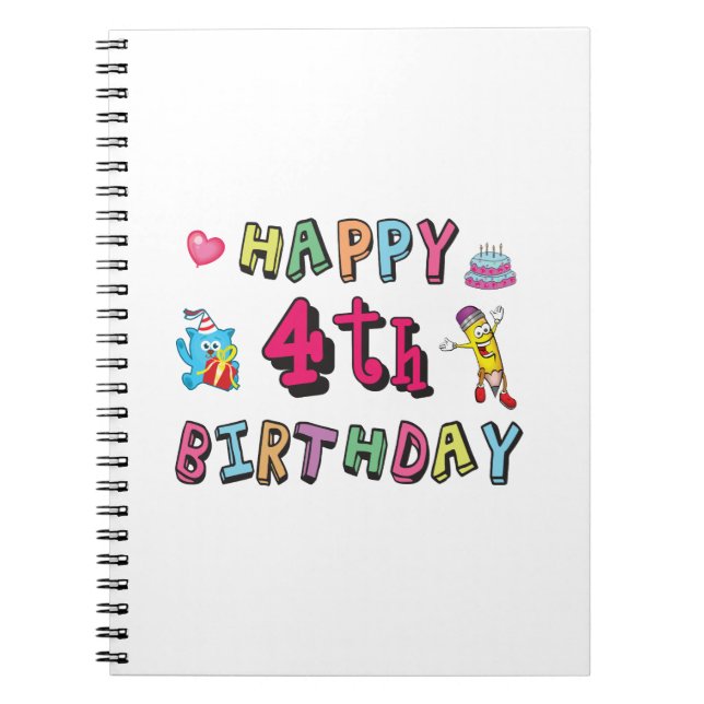 Cuaderno Feliz cumpleaños 4. Cumpleaños de 4 años. (Frente)