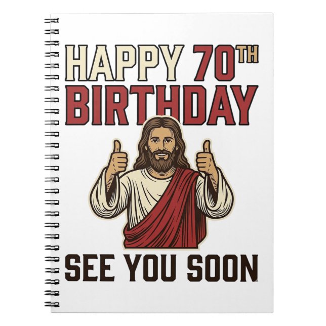 Cuaderno Feliz Cumpleaños 70 Nos vemos pronto Camiseta Vint (Frente)