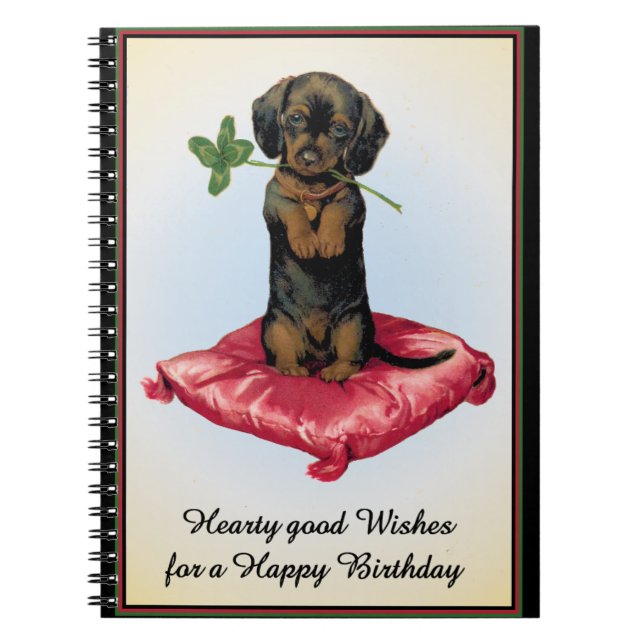 Cuaderno Feliz cumpleaños con Cute Dachshund (Frente)