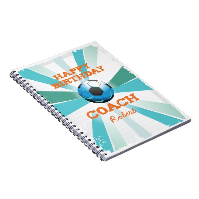Cuaderno Feliz cumpleaños entrenador de fútbol Explosión de (Lado Derecho)