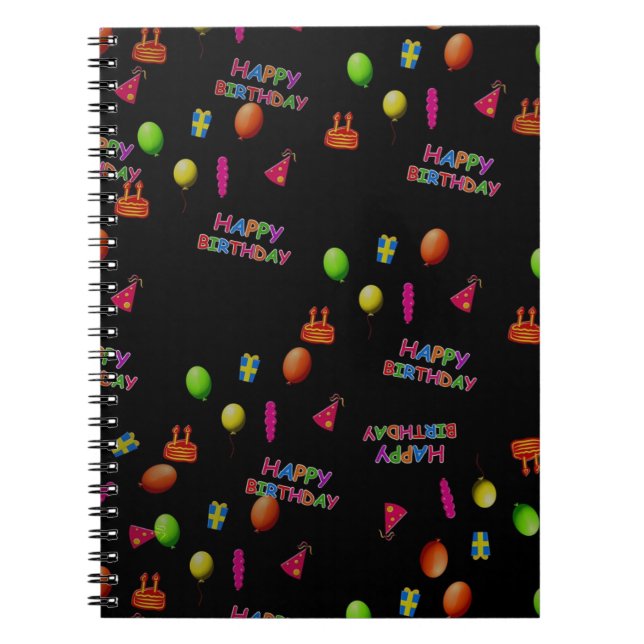 Cuaderno Feliz cumpleaños Fiesta Decoración Globos Gorra Pa (Frente)