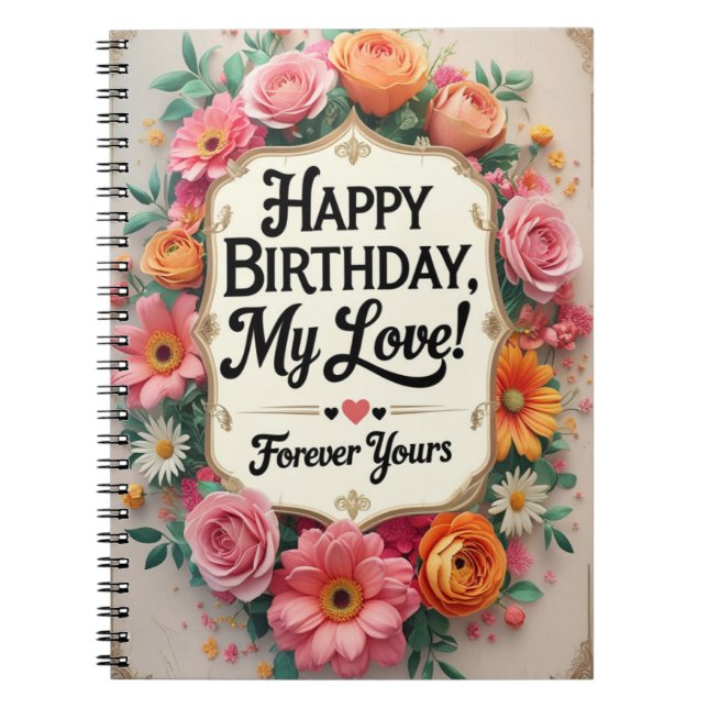 Cuaderno Feliz cumpleaños mi amor - romántico (Frente)
